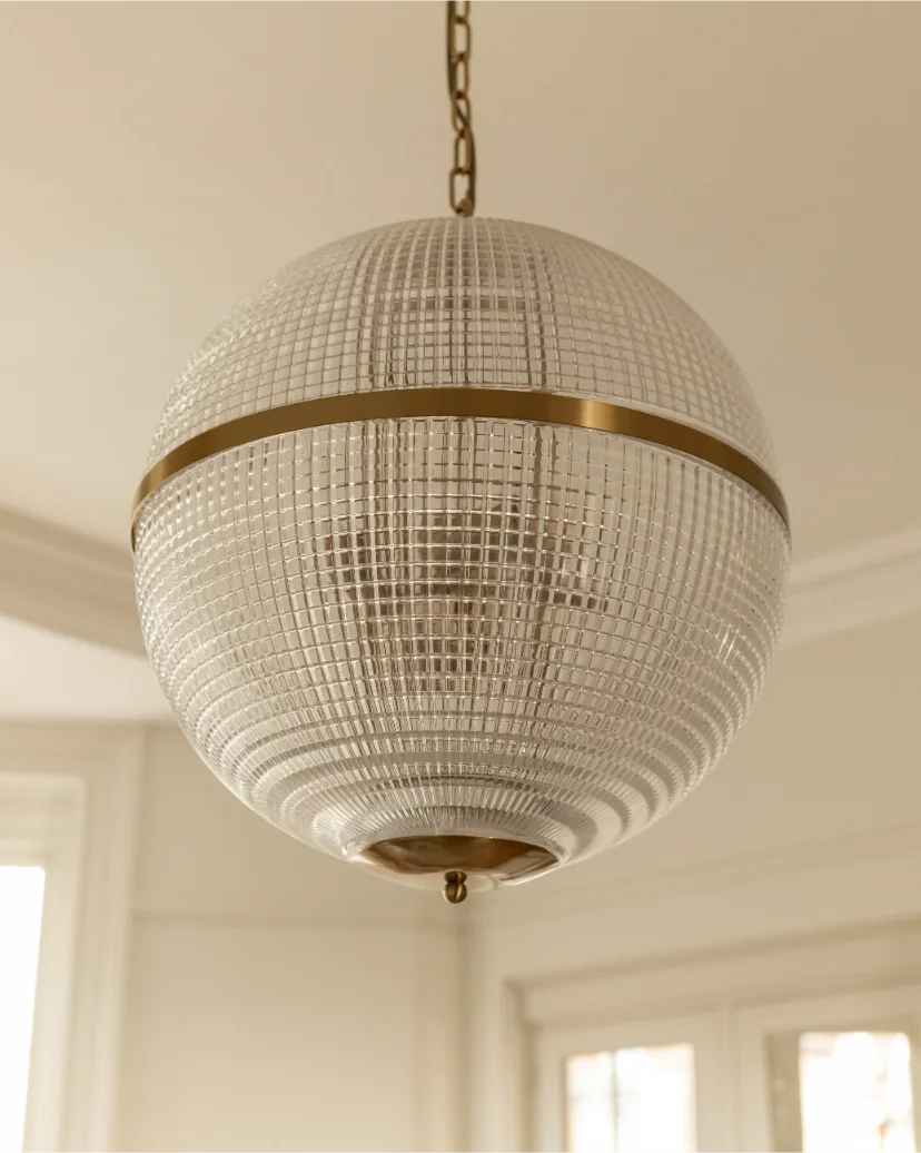 Elegant spherical glass pendant light fixture